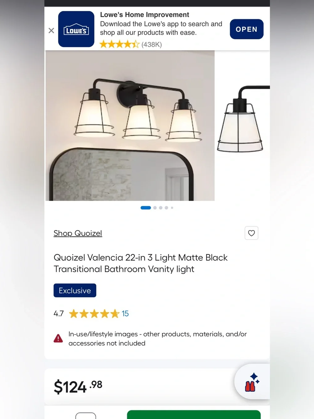 Matte Black 3-Light Vanity Light with White Glass Shades